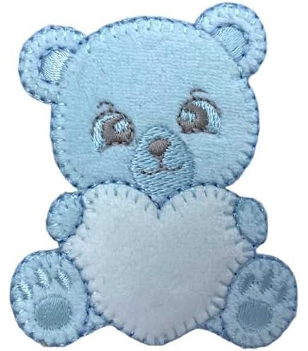 Applicazione Termoadesiva TOMASELLI MERCERIA: Patch Ricamata Baby Con Orsetto Bianco, Fiocco E Cuore, 55x40 Mm, Per Bimbo In Rosa E Beige - 3