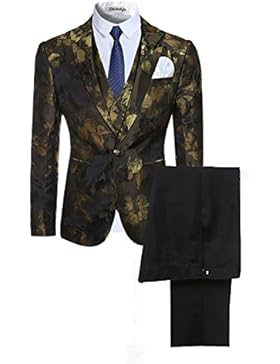 Modisch Slim Fit Schnitt Herren 3-TeiligAnzug Muster Design Hochzeit Party