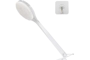 Mczcent Cepillo de Baño Mango Largo de Plástico Cepillo Exfoliante Corporal, Cepillo Cuerpo Celulitis de Cerdas Naturales, Exfoliator Dry Bath Back Body Shower Brush Depurador Cepillo Espalda Ducha