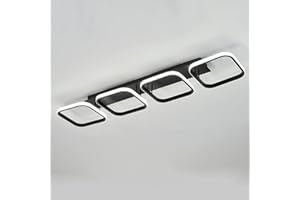 EIDISUNY Modern Led Ceiling Lights, 4 Square Black Lamp LED, Indoor Led Ceiling Lighting Fixtures for Porch Hallway Bedroom Living Room Kitchen Office Entrance - 44W Cool White Light 6000K (Black)