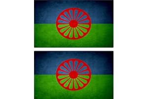 Akachafactory 2X Sticker Adesivi Adesivo Bandiera Vintage Auto Moto Rom Roma Romani gitani