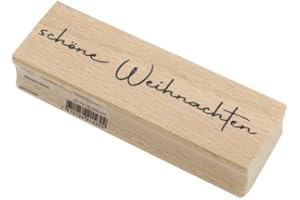 Artoz Stempel – Holzstempel – „Schöne Weihnachten“ – 90 x 30 mm – Motivstempel zum Kartenbasteln für Weihnachten, Einladungen, Grüße