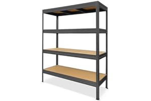 ‎HEMMDAL HEMMDAL Schwerlastregal Typ L Graphitgrau - 2.400 kg Tragkraft - HxBxT 177 x 160 x 60 cm - Steckregal mit 4 Böden - 600 kg Fachlast - Made in EU - stabiles Metallregal - Lagerregal - Werkstattregal