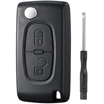 Custodia Telecomando Per Chiave Auto Citroen C2 C3 C4 C5 C6 C8 E Peugeot 107 207 307 308 407 607 - Guscio Con Lama HU83 (2 Pulsanti - Modello 0536 Con Supporto Batteria)