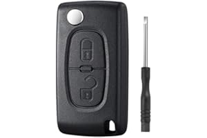 Betterher Clé Compatible 2 Boutons CE0523 clé à Rabat Pliable pour Peugeot 207 307 307S 308 407 408 3008 5008 Citroen C2 C3 C4 C5 C6 C8