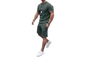 Osheoiso Trainingsanzug für Herren Sommer Sportanzug 2 Teiliges Outfit Sport Set Kurzarm Sportanzug T-Shirts + Kurze Hose Sets Freizeitanzug Männer Trainingsanzug Sporthose