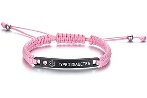 PJ JEWELLERY Free Engraving Handmade Adjustable Braided Rope Medical ID Bracelets Paracord Weaving Medical Alert Macrame ID Bracelets for Men Women