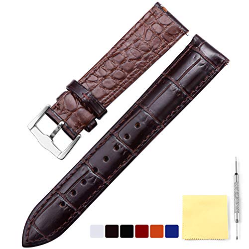 BINLUNLeather Watch Bands Quick Release Replacement Watch Straps for Men and Women 12mm 14mm 16mm 18mm 19mm 20mm 21mm 22mm 24mm with 7 Colors