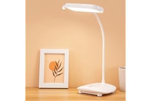MAYTHANK Lámpara de lectura de escritorio LED recargable inalámbrico 2 pilas 3200 mAh, luz de mesa flexible de cuello de cisne, función de memoria, para dormitorio cabecera niños estudio