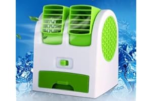 DOMACT Mini Cooler AC USB and Battery Operated Air Mini Water Air Cooler Cooling Fan Duel Blower with Ice Chambe Perfect for 