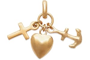 LES PLAISIRS DE STELLA Pendentif en Plaqué Or - Les 3 Vertus : Coeur, Croix et Ancre : - Bijoux Femme Homme Mixte Enfant Fille Garçon