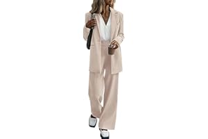 Tomwell Tailleur Femme 2 Pièces Elegant Couleur Unie Slim Fit Blazer Veste Formel Bureau Travail Pantalon Costumes Revers Manteau Ensemble Blazer OL Couleur Unie Tailleur