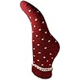 Joya Luxurious Cuff Bed Wool Blend Socks UK 4-7 EU 36-40 Burgundy With Small Cream Dots