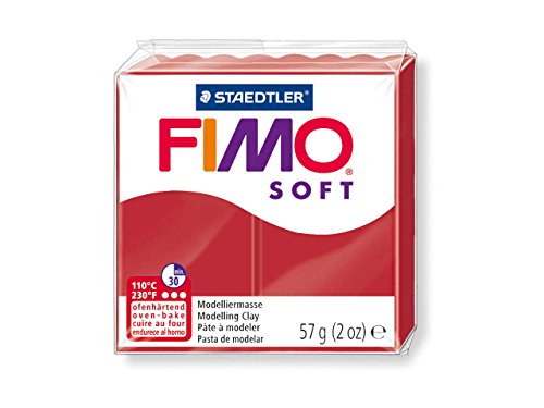 8020-2 P FIMO Soft Oven-Hardening Polymer Modelling Clay - Christmas Red (1 x 57g Block)