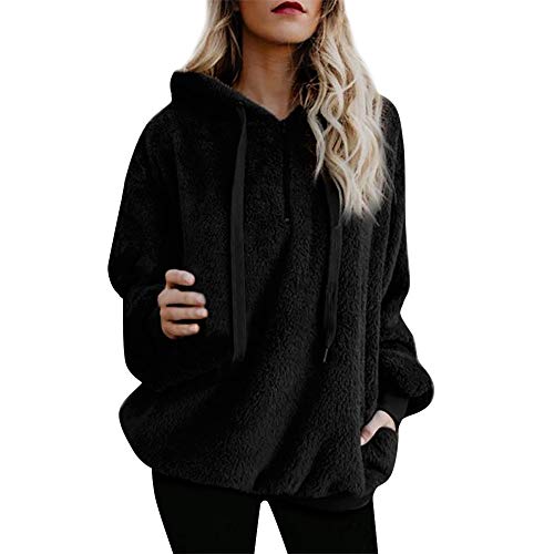YEBIRAL Noble Street Clothing Solid Keep Warm College Students Women Hooded Sweatshirt Coat Winter Warm Wool Zipper Pockets Cotton Coat Outwear