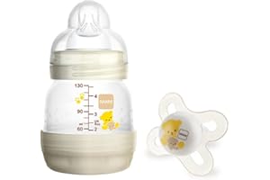 MAM Set Recién Nacido de Biberón Anticólicos, 0-2 Meses, 130ml, con Tetina 0 Flujo Extra Lento, Autoesterilizable y Fácil de 