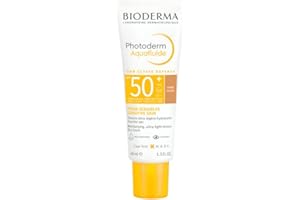 BIODERMA PHOTODERM MAX Aquafluide teinte dorée SPF 50+ 40ml | protection quotidienne anti-brillance | Convient à toutes les peaux mêmes mixtes à grasses