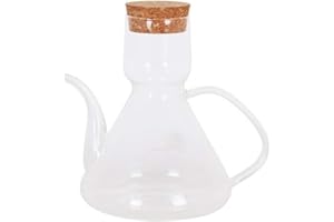 MGE WORLD MGE - Aceitera y Recipiente para Aliños de Vidrio - Aceitera Clásica con Pitorro Artesano y Tapón de Corcho - 500 mL