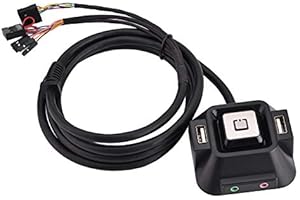 DIYEENI Alimentatori per computer desktop, pulsante di accensione per PC Pulsante di avvio con 2 porte USB, 1 presa audio, 1 porta per microfono, interruttore di alimentazione
