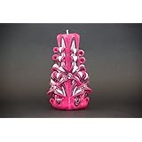 Mittel, Rosa - kräftige Farben - dekorativ geschnitzte Kerze - EveCandles