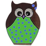 pinkeSterne ☆ Jungen Kinderschild Grün Holz Holzeule Eule Sterne Holzschild Deko