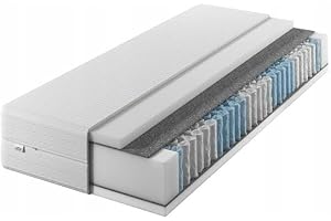 IZER Materac 120 x 200 cm, 24 cm, rdzeń ze sprężyn kieszeniowych, stopień twardości H3, 7-strefowy, łóżko, materac, materac rolowany, komfortowa pianka