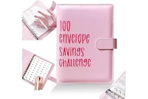 BAOPINLADY 100Envelope Challenge Binder, Cash Binder with Envelope,Cash Binder with Envelope, Saving Challenge Binder, Money Saving Envelope for School, Home