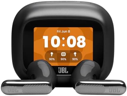 JBL Live Flex 4, Auricolari Wireless con Cancellazione Adattiva del Rumore, Bluetooth, Autonomia di 50 Ore, Impermeabilità IP54, Smart Charging Case, Nero