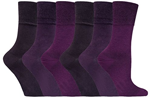 Gentle Grip6 Pairs of Ladies Diabetic Sock with Honey Comb Top and Hand linked Toe Seams - 4-8 UK 37-42 Eur (Purples 38)