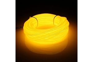 Kmruazre 3m/9ft EL Wire Neon Kabel Mit Batterie Trafo, Leuchtet Electroluminescent, Weihnachten, Nacht Party, Kostüm Konzert Rave, Nacht Aktivitäten(Gelb)