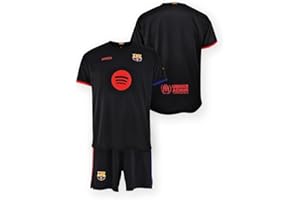 FC Barcelona Conjunto Camiseta y Pantalón temporada 24/25 REPLICA con Licencia Oficial - Dorsal LISO niño talla 4 años