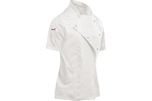 strongAnt Giacca da Cuoco da Donna Elasticizzata Divisa da Cuoco Professionista con abbottonatura a Pressione, Manica Corta