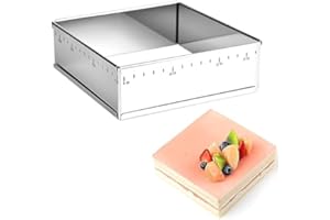 Guowall Anello per Torta Rettangolare, Stampo per Mousse Coppapasta in Acciaio Inossidabile per Torte Mousse, Pasticceria, Regolabile15-28 cm, Altezza 5 cm