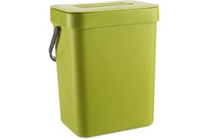 BOZAAP Cubo de abono de cocina pequeño, cubo de basura de alimentos de cocina de 3 L, cubo de basura debajo del fregadero, cubo de basura colgante con tapa para puerta de armario de cocina