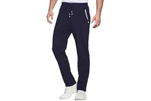 ZOXOZ Pantaloni Sportivi Uomo Cotone con Tasche Zip Elastico in Vita con Coulisse
