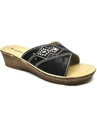 INBLU - Zapatillas de estar por casa de piel sintética para mujer negro negro 37