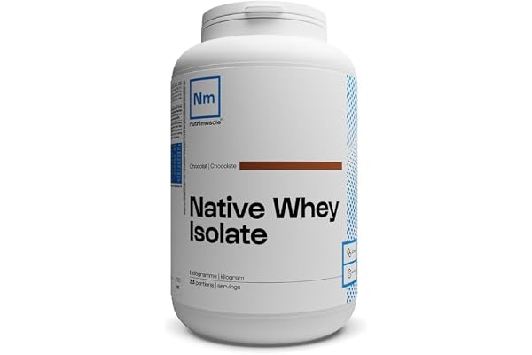 Isolat De Whey Native - 1kg Chocolat - Lait Français - Jusqu'à 85% de protéines par dose - Whey Protein - Musculation - Prise de Masse Musculaire | Nutrimuscle
