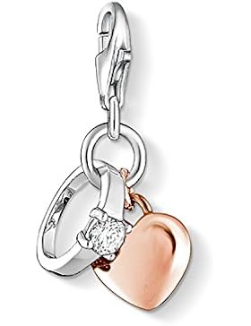 THOMAS SABO Damen Charm-Anhänger 1000-416-14 Charm Ring/Herz 925er Sterlingsilber; 750er Roségold Vergoldung Zirkonia...