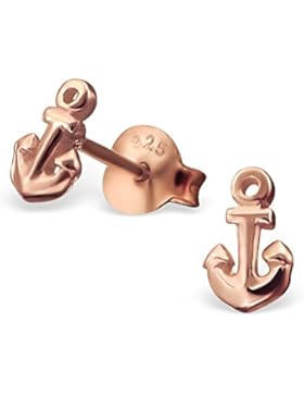 Janusch Ohrstecker Anker 925 Sterling Silber, rosé vergoldet, maritime Serie