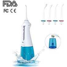 Turewell Water Flosser for Teeth, Portable Cordless Dental Oral Irrigator with 4 Jet Tips and 300ml Reservoir, 3 Cleaning Modes, IPX7 Waterproof, Rechargeable Water Dental Flosser, FDA Approved