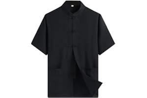G-LIKE Camicia estiva da uomo – tradizionale cinese Tang Style Shirt arti marziali Kung Fu Tai Chi Abbigliamento da allenamento per il tempo libero Top a maniche corte per uomo