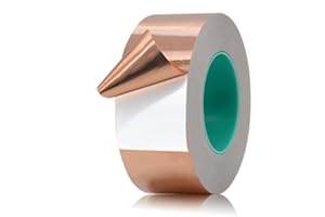 Niciksty Folia miedziana taśma klejąca 20 m x 50 mm, obustronnie przewodząca taśma miedziana do gitary, ekranowania EMI, uziemienia i lutowania