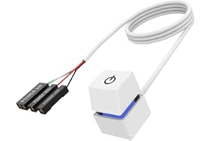 HALOULENI Desktop Switch Desktop Computer Power Switch External Remote Start PC Motherboard Power On Off Switch Button Extension Cable (Shell: white, Light: color gradient)