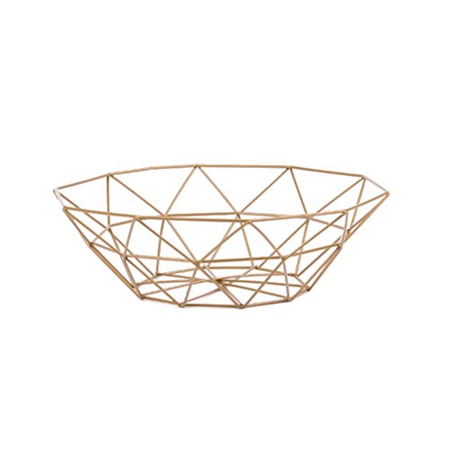 Yardwe Metal Fruit Basket Storage Tray Organizer for Home Desktop Decoration (Small Size Golden)