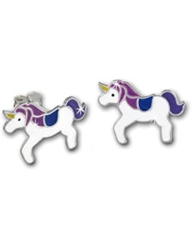 SterlinX Kids - Ohrringe mit Emaille-Lack - Einhorn - weiß - für Kinder aus 925er Sterling Silber - D1SDO8141W