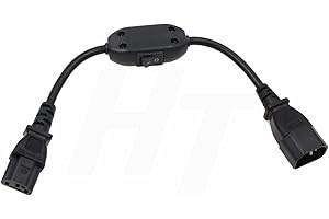 HangTon Cavo di alimentazione IEC320 C13 C14 con interruttore on-off per computer monitor UPS per pedaliera per chitarra, 125 V/10 A 250 V/6 A 35 cm