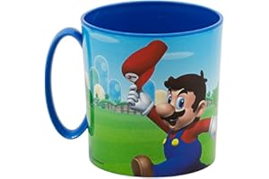 ILS I LOVE SHOPPING Tazza Bicchiere in plastica 350ml per Microonde con manico Bambini colazione BPA-free Mario
