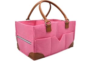 babysi kids club,Baby Wickeltasche Organizer Multifunktionale Windel Caddy Organizer Filzkorb Wickelkommode Aufbewahrungsbox für Kinderzimmer oder Autos,filztasche (B-Pink)