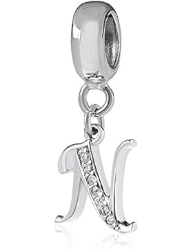 Andante-Stones 925 Sterling Silber Dangle Bead Charm ALPHABET - Buchstabe