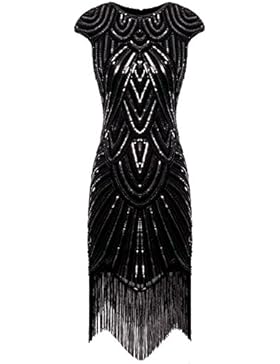 FAIRY COUPLE 1920 Pailletten verschönert Quasten Falten Flapper Kleid D20S002